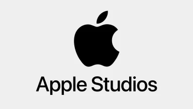 Apple Studios Black Apple logo above the text "Apple Studios" on a light grey background.