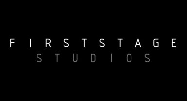 Firststage Studio Logo for FirstStage Studios in bold, minimalist typography on a black background.