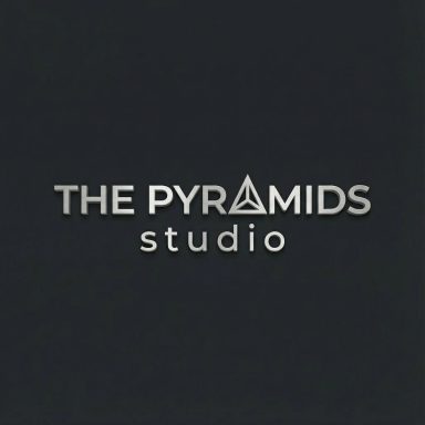 The Pyramid Studio Logo of The Pyramids Studio with a minimalist design on a dark background.