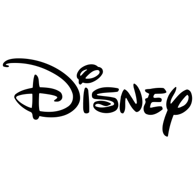 Disney Disney logo in a stylised script, featuring a playful and whimsical font.